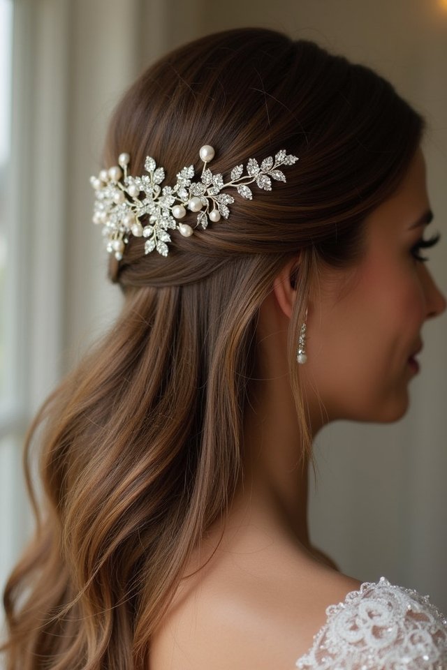 sleek hair with hairpiece