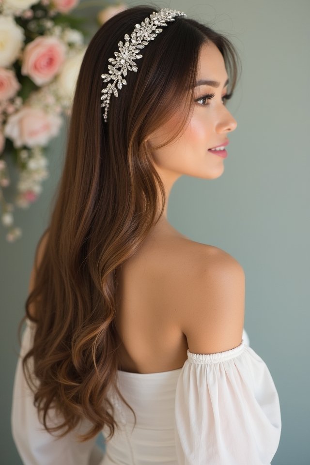sleek hair with headband
