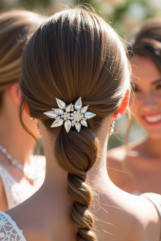 sleek ponytail with accessories