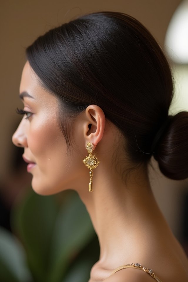 sleek sophisticated low bun
