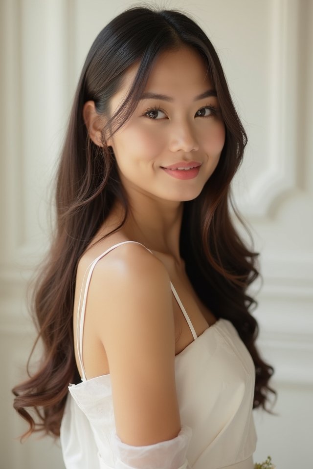 sleek straight bridal elegance