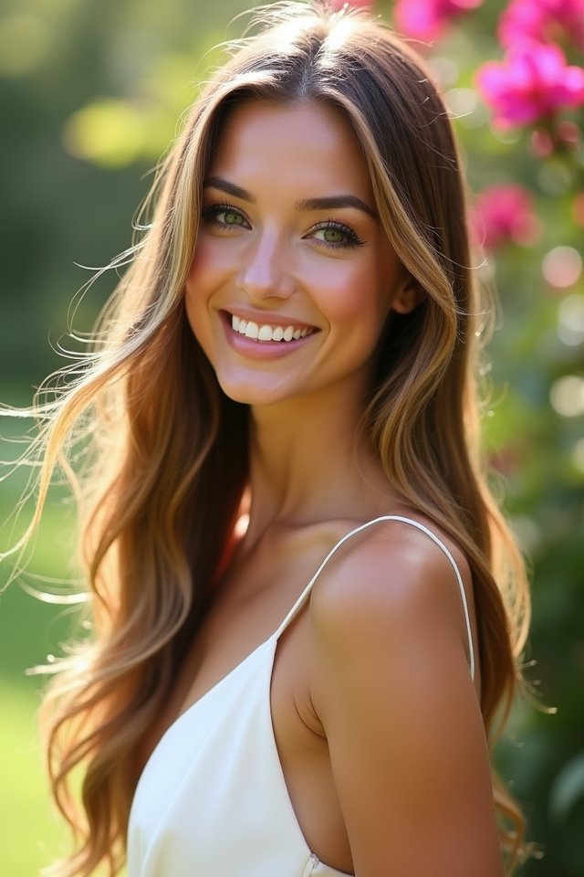 sleek straight middle part