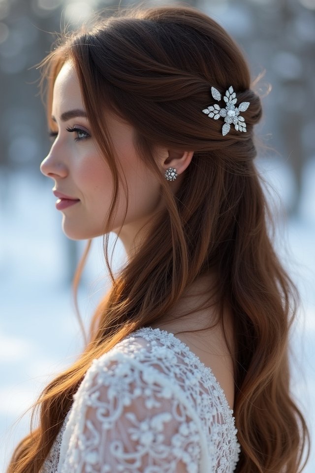 sleek winter wedding hairstyle