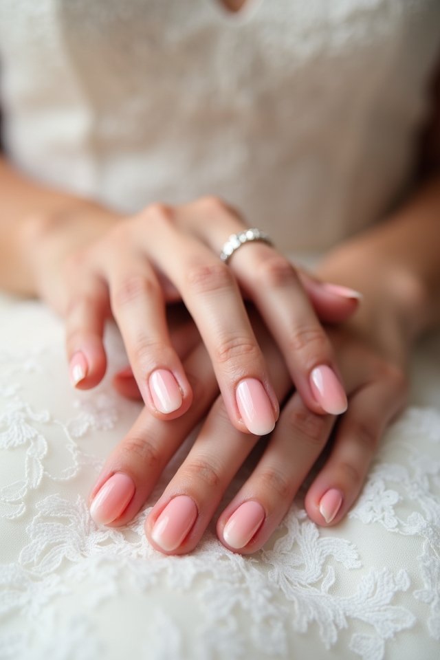 soft coral wedding nails