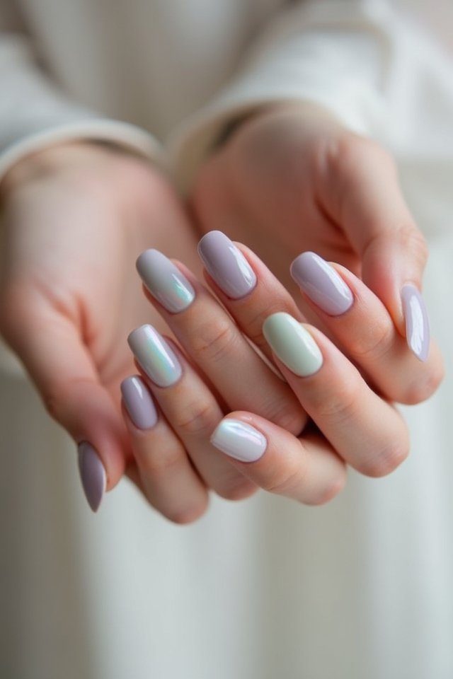 soft pastel pearl nails