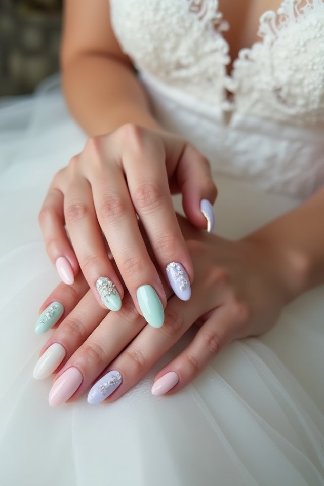 soft pastel wedding nails