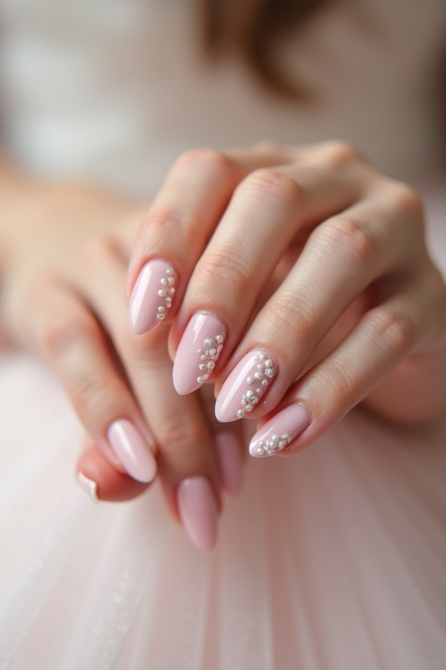 soft pink pearl nails