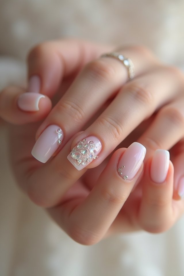 soft pink pearl nails