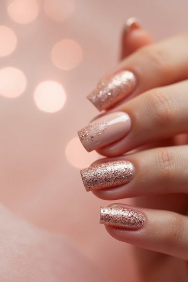 soft pink rose gold nails