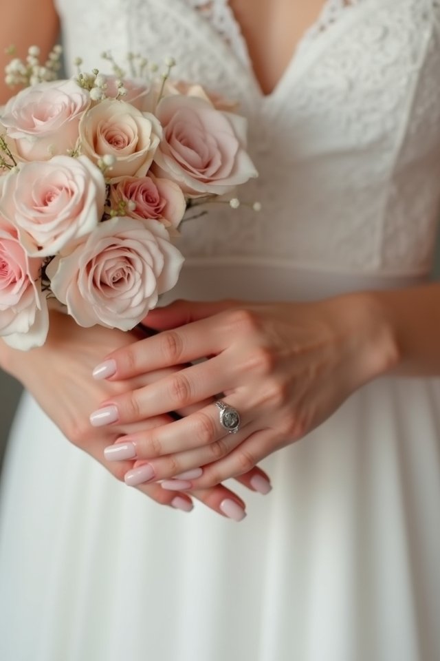 soft romantic wedding nails