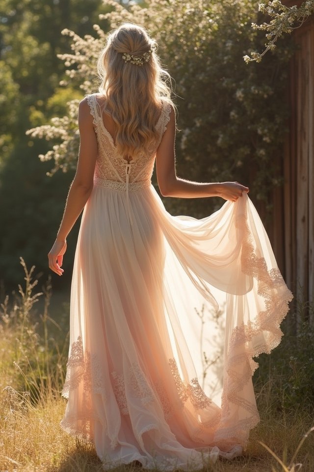 soft ruffled wedding gown