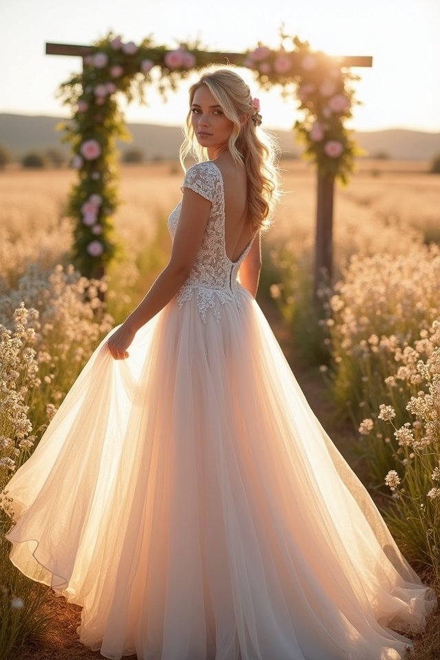soft tulle cap sleeve gown