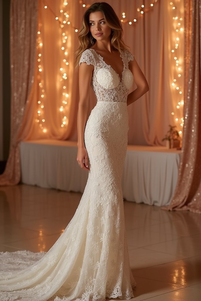 sophisticated cap sleeve gown