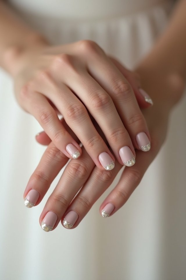 sophisticated minimalist bridal nails