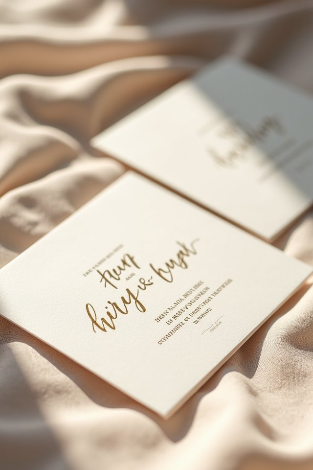 sophisticated neutral wedding invitations