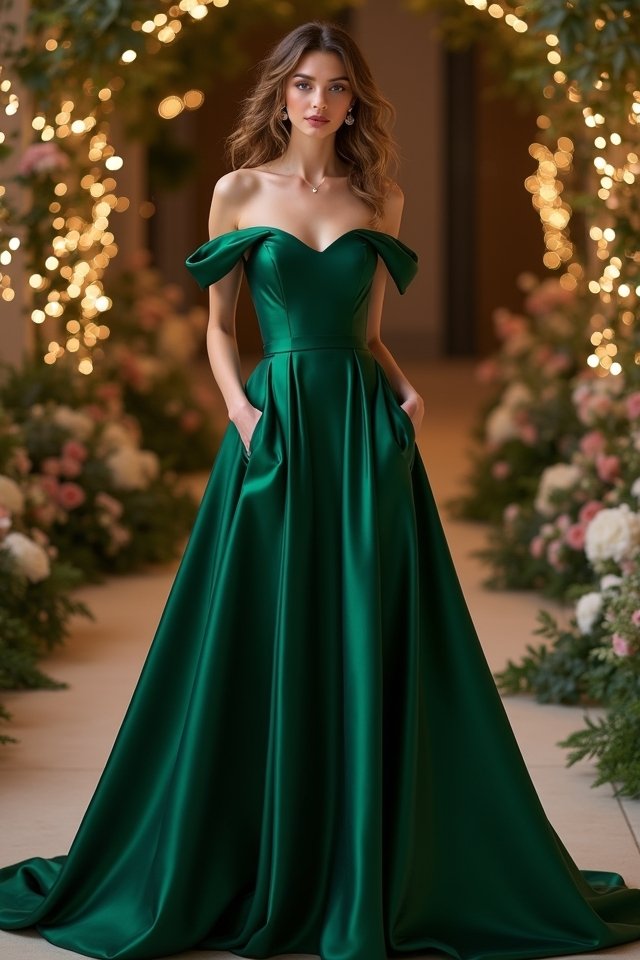 sophisticated off the shoulder gown