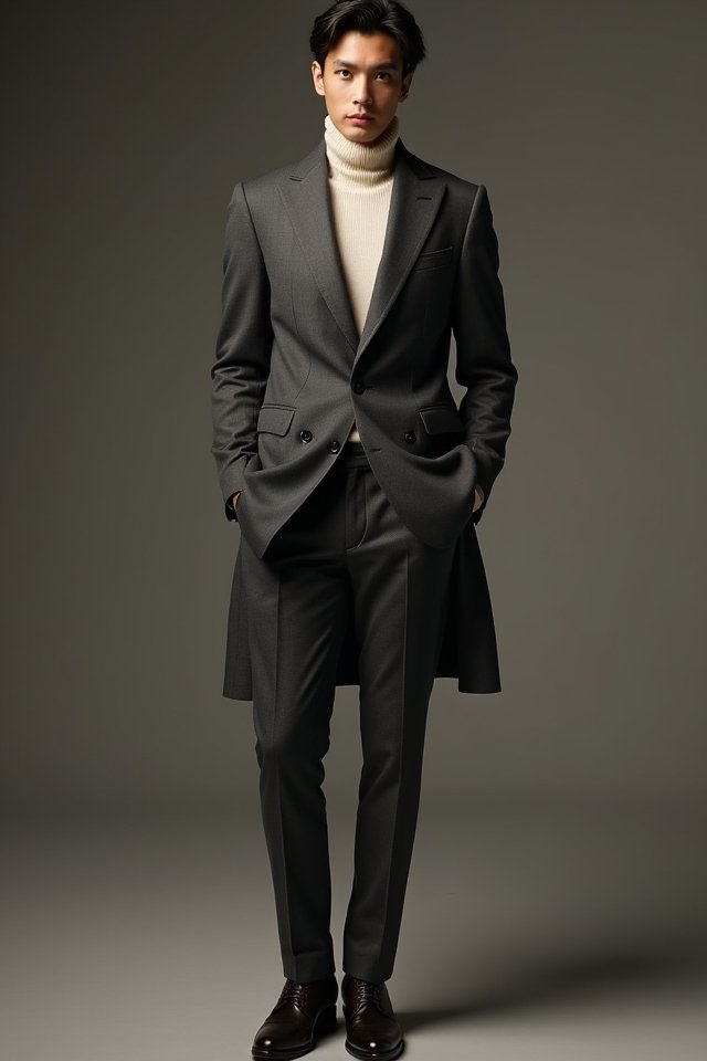 sophisticated wool suit ensemble