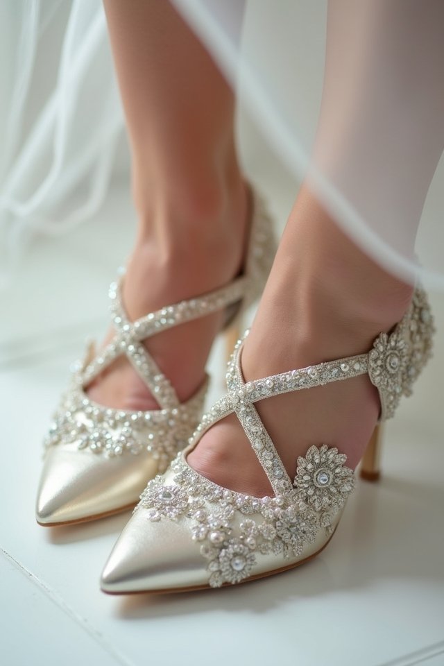 sparkling beaded wedding heels