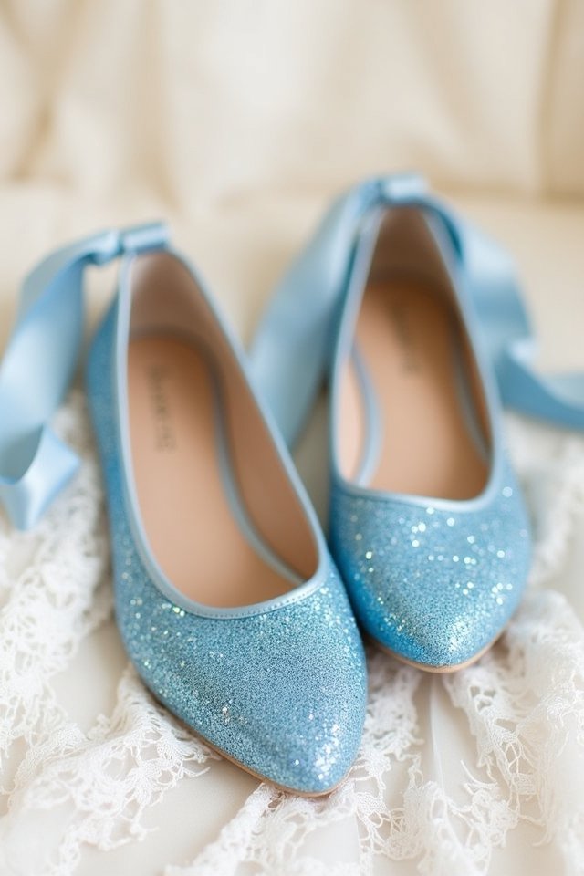 sparkling blue glitter flats