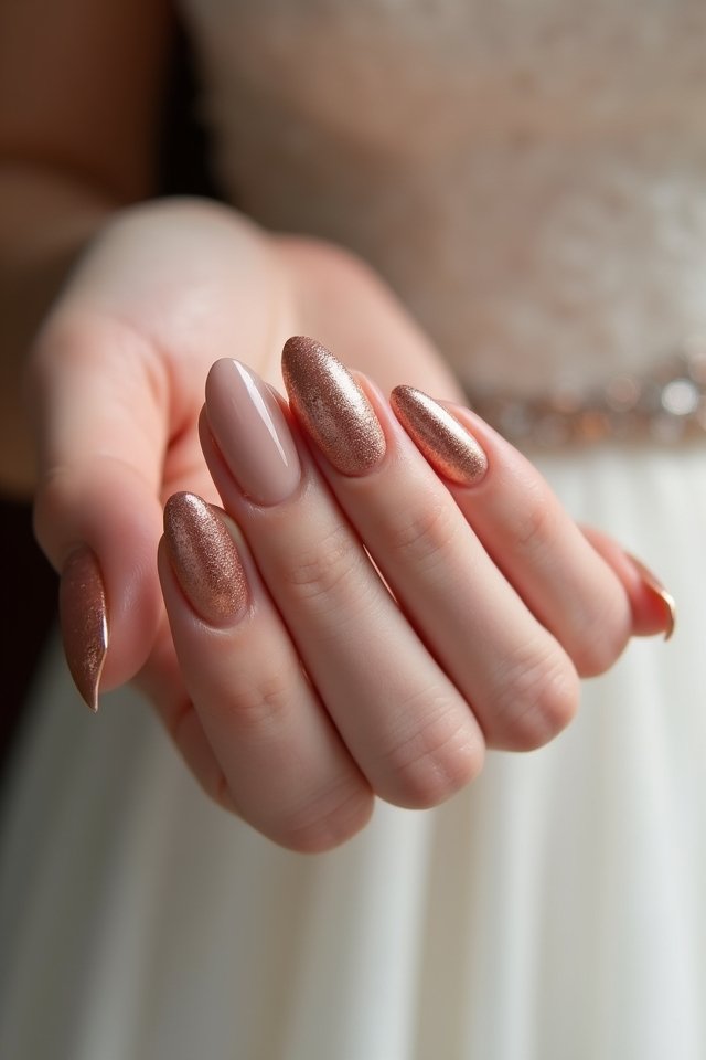 sparkling bridal party nails