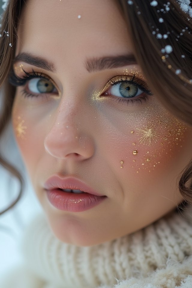 sparkling gold holiday makeup