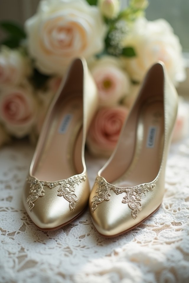 sparkling gold kitten heels