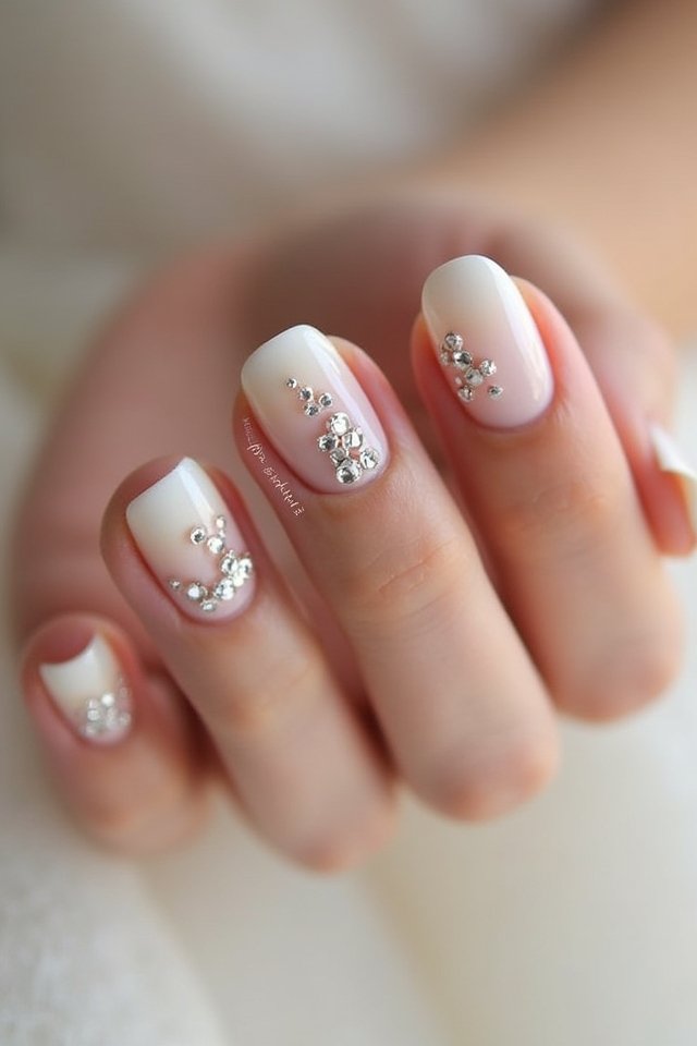 sparkling ombre rhinestone nails