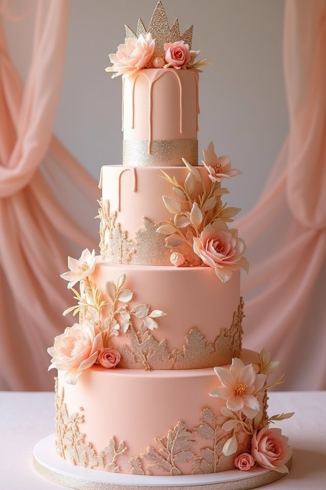 sparkling peach and silver elegance