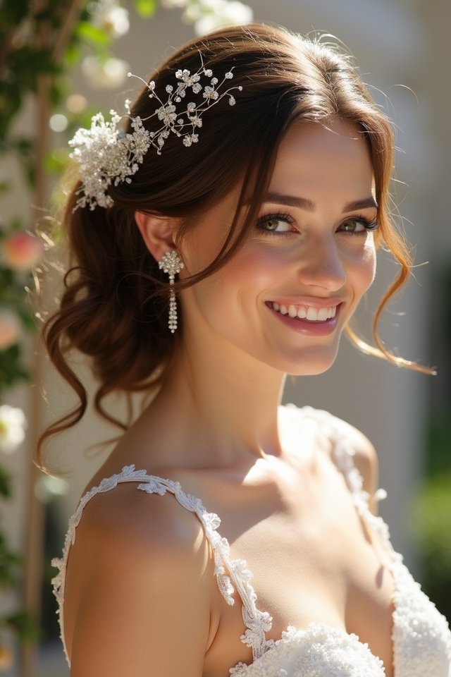 sparkling side swept curls