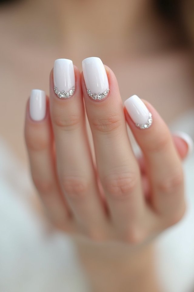 sparkling white pearl nails