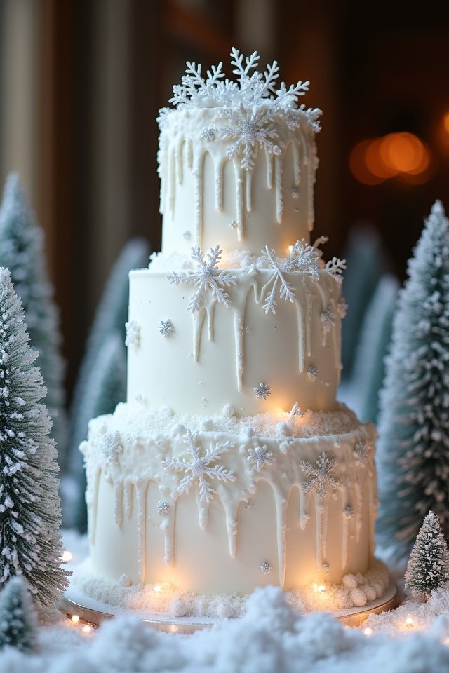 sparkling winter wedding cake