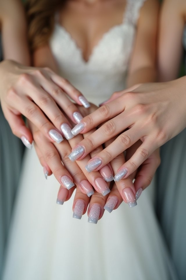 sparkly ombre bridal nails