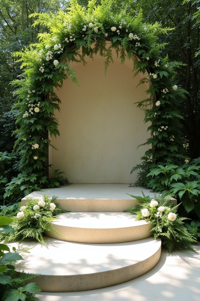 stone and greenery altar
