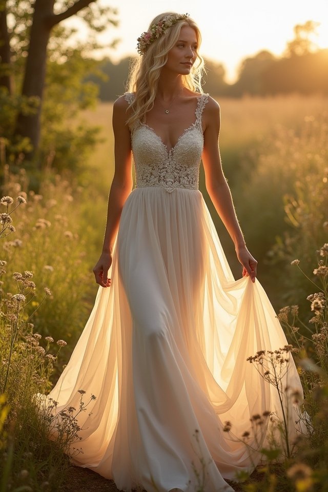 strapless floral wedding gown