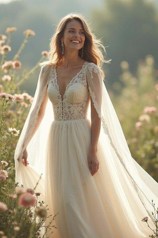 stunning capes enhance bridal style