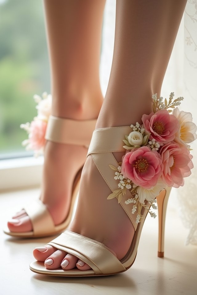 stunning floral stiletto sandals