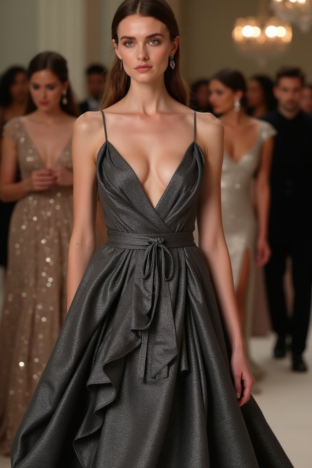 stunning gunmetal wrap dress