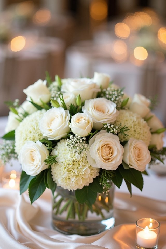 stunning monochromatic flower centerpieces