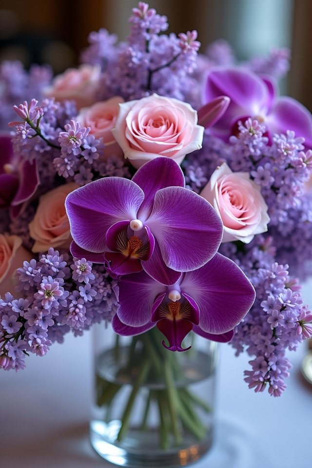 stunning purple floral centerpiece