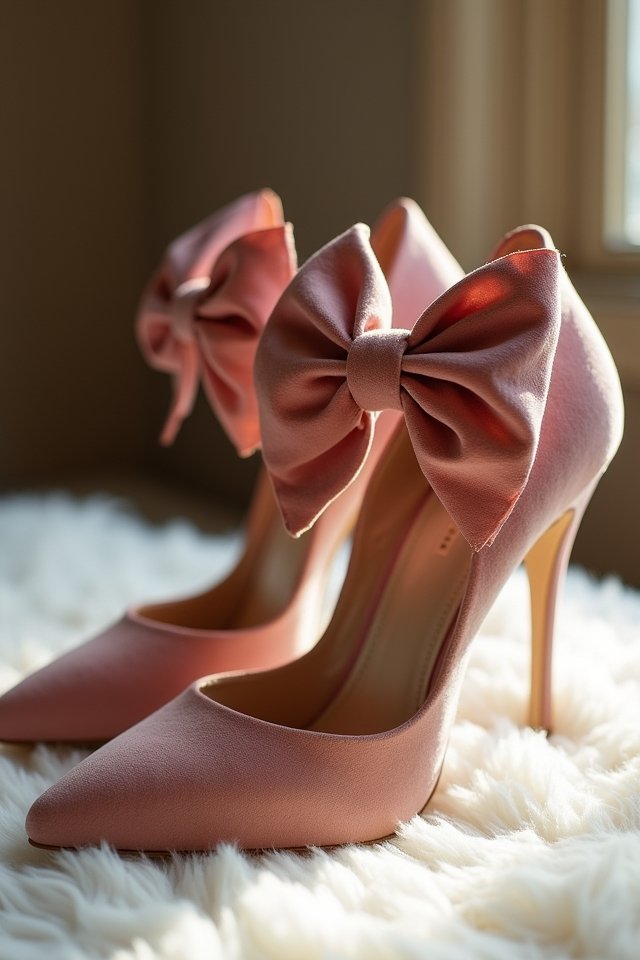 stunning velvet bow stilettos