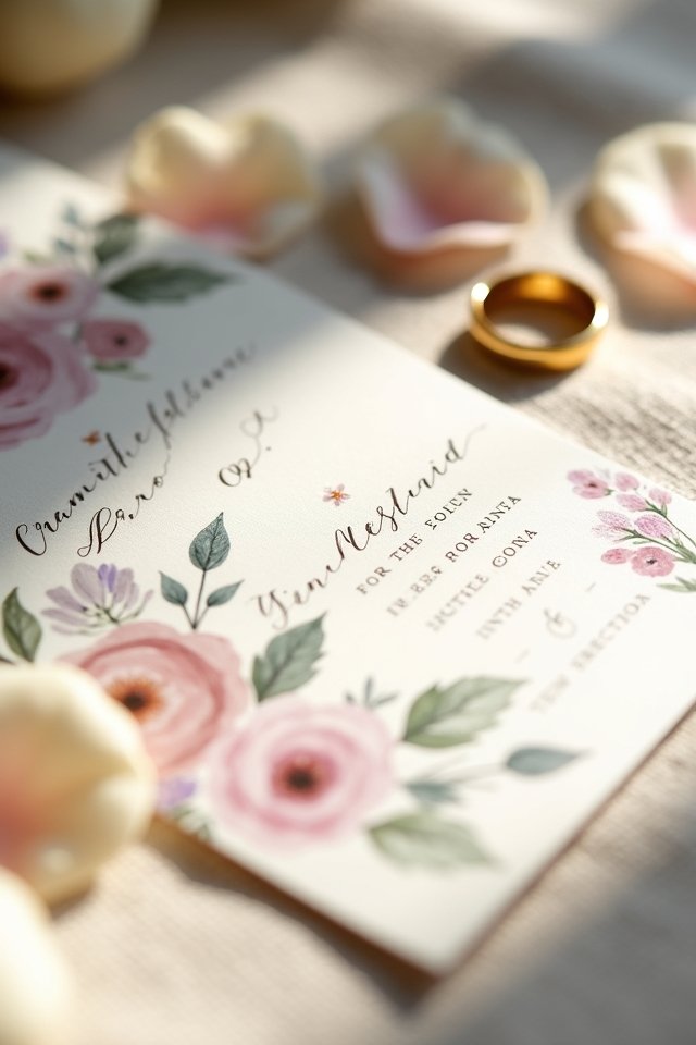 stunning watercolor floral invitations
