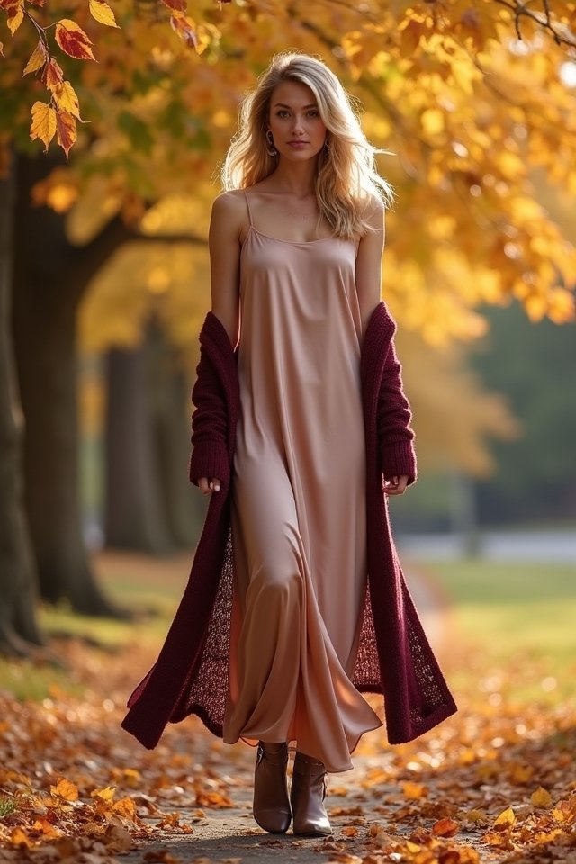stylish layered satin dress