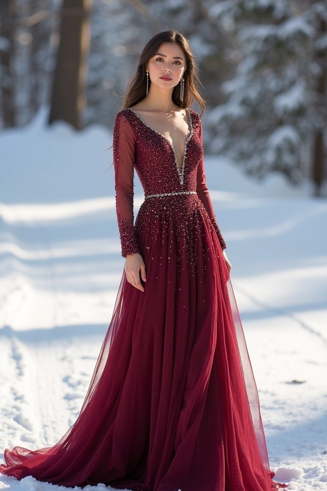 stylish long sleeve gown elegance
