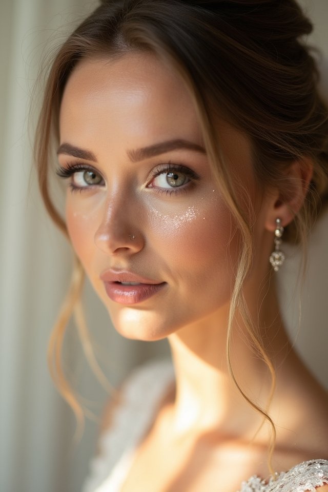 subtle bridal highlighter application