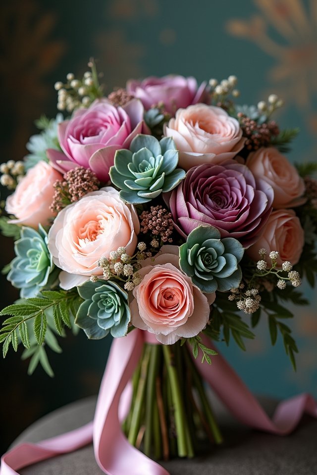 succulent floral bouquet fusion