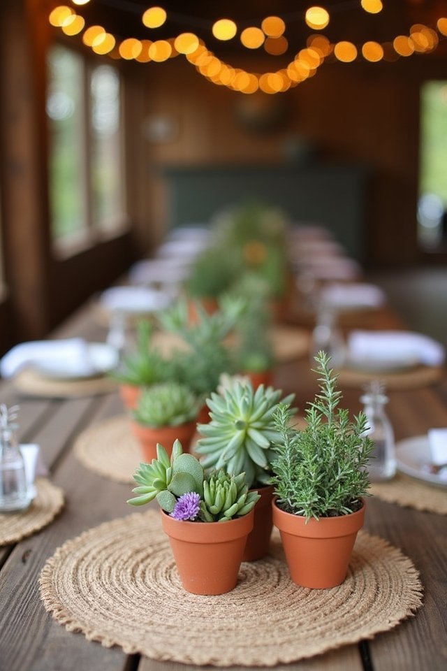 succulent herb wedding centerpieces