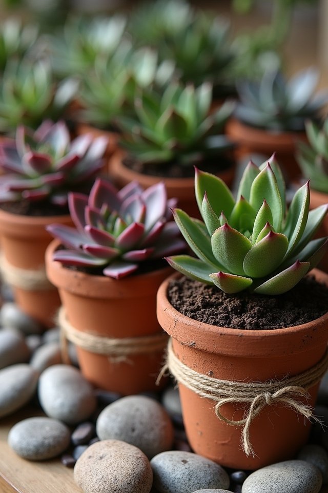 succulents and stones centerpiece designs