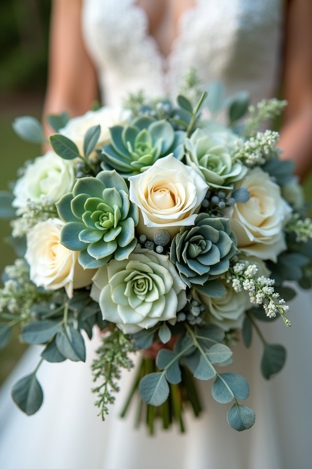 succulents enhance bridal bouquets