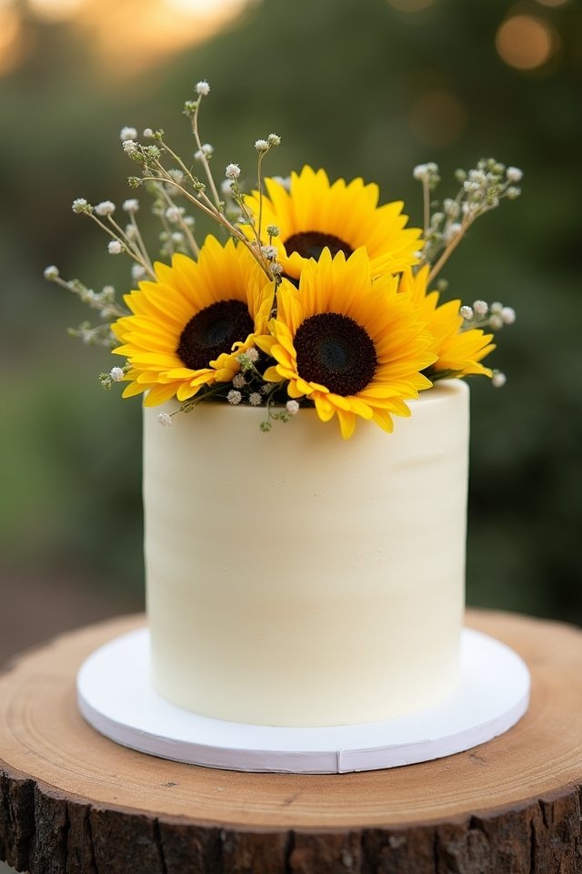 sunflower adorned celebration cake