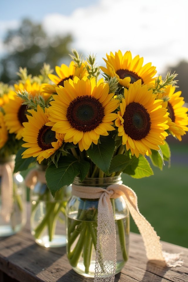 sunflower wedding arrangements delight
